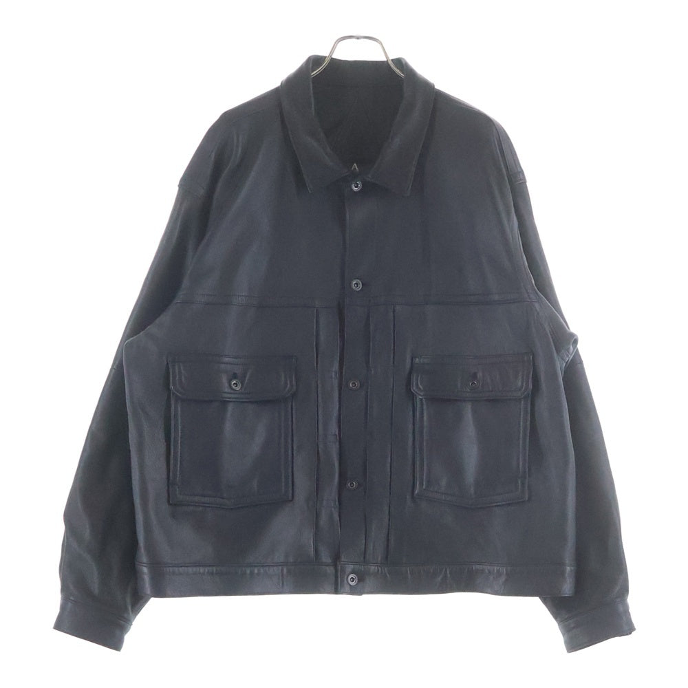 A LEATHER(エーレザー) TRUCKER JACKET トラッカージャケット ブラック AUJ240005617