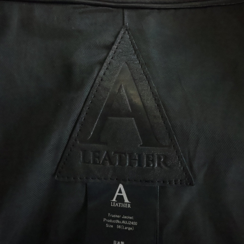 A LEATHER(エーレザー) TRUCKER JACKET トラッカージャケット ブラック AUJ240005617