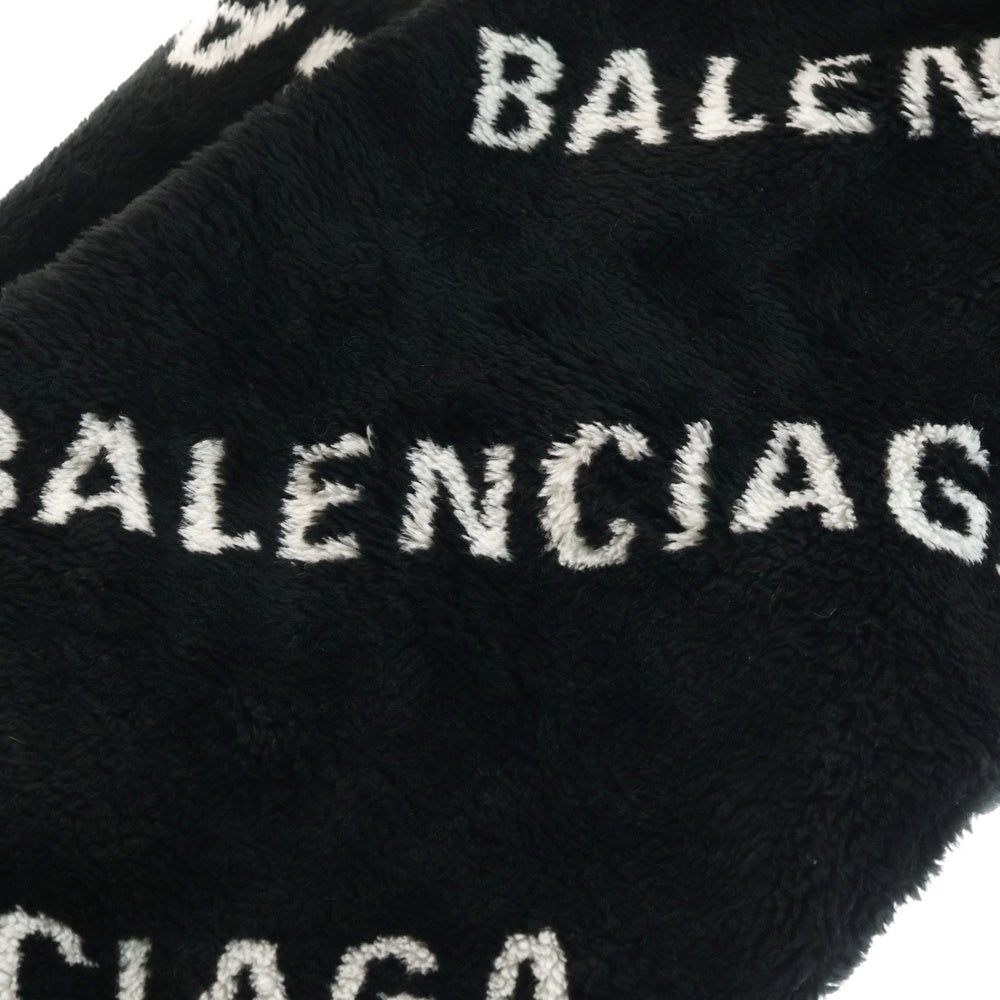 BALENCIAGA(バレンシアガ) FAKE FAR MULTILOGO TUBOLAR フェイクファー マルチロゴ スカーフ マフラー ブラック 582484 387B8
