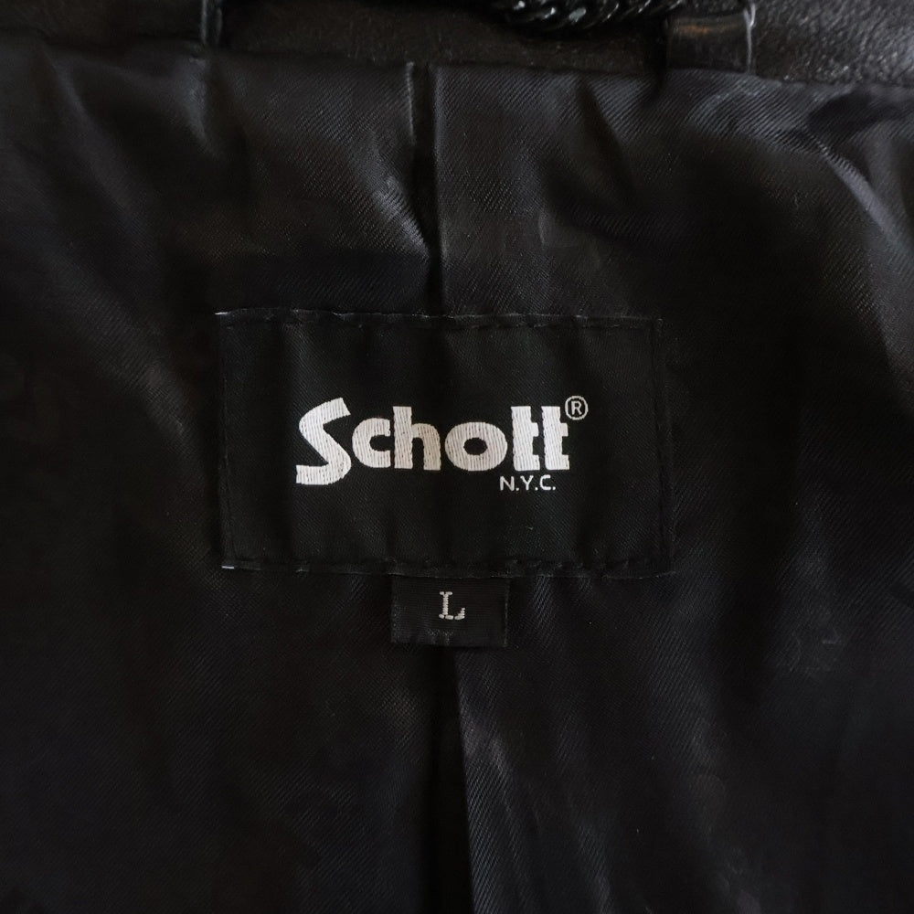 SCHOTT(ショット) DOUBLE BREAST RIDERS 782-3950077 ダブル ブレスト ライダース レザージャケット 革ジャン ラムレザー ブラック