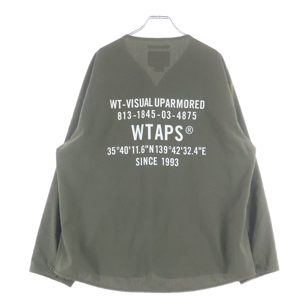 WTAPS(ダブルタップス) 24SS SCOUT 02 LS POLY BROADCLOTH SPEC 241CWDT-SHM06 バックプリント ノーカラー 長袖シャツ オリーブ