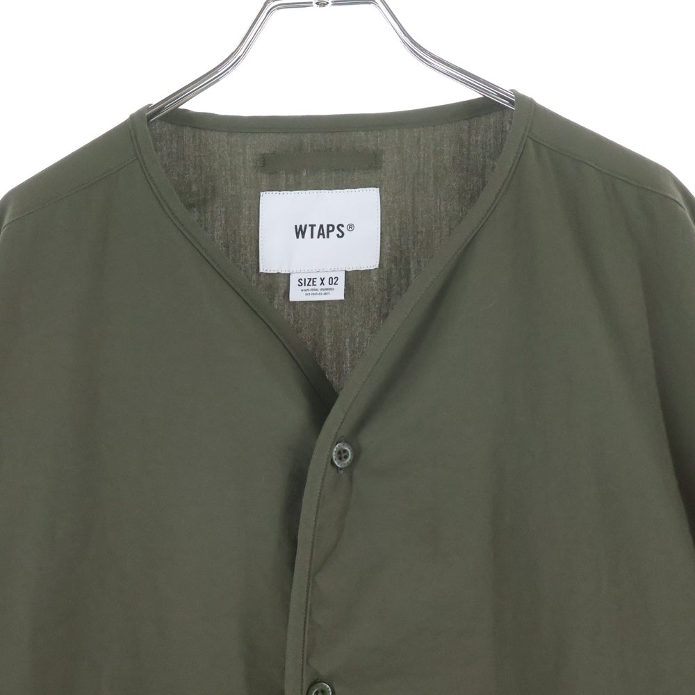 WTAPS(ダブルタップス) 24SS SCOUT 02 LS POLY BROADCLOTH SPEC 241CWDT-SHM06 バックプリント ノーカラー 長袖シャツ オリーブ