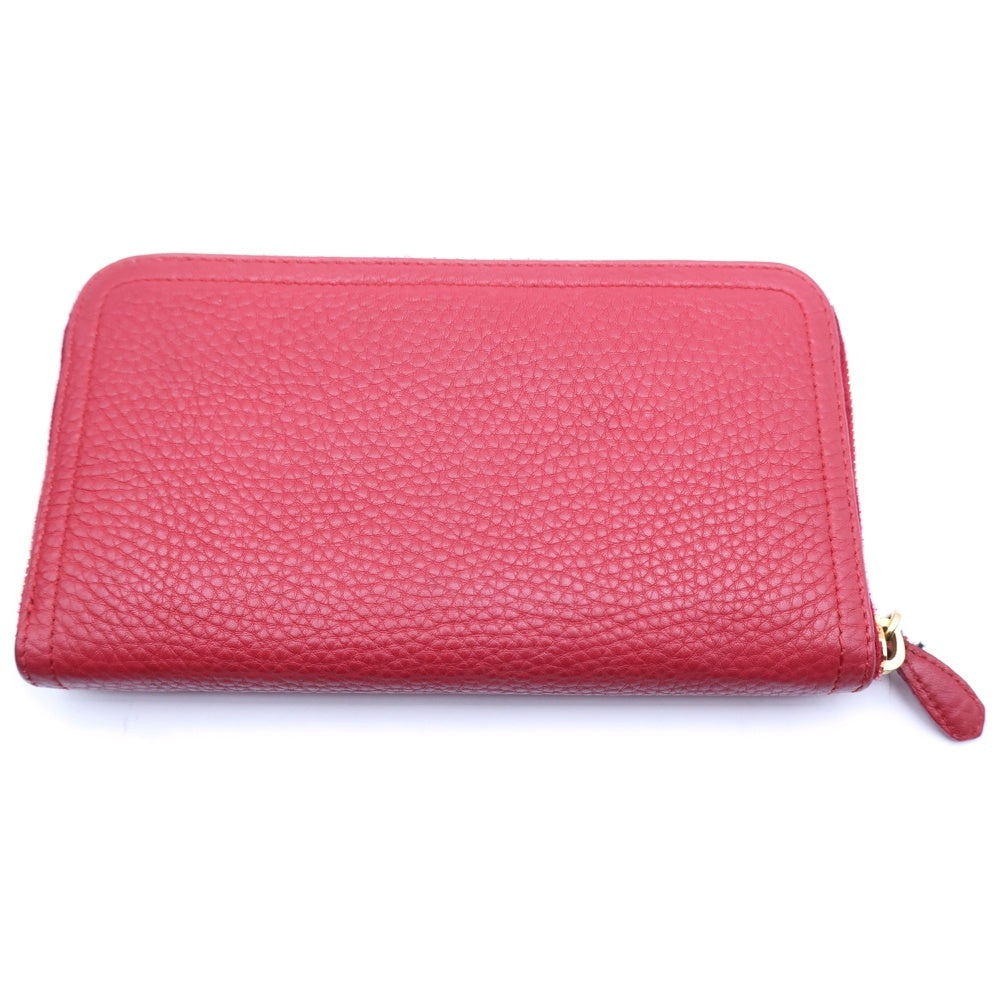 PRADA(プラダ) ラウンドジップ レザーウォレット 長財布 レッド 1M0506