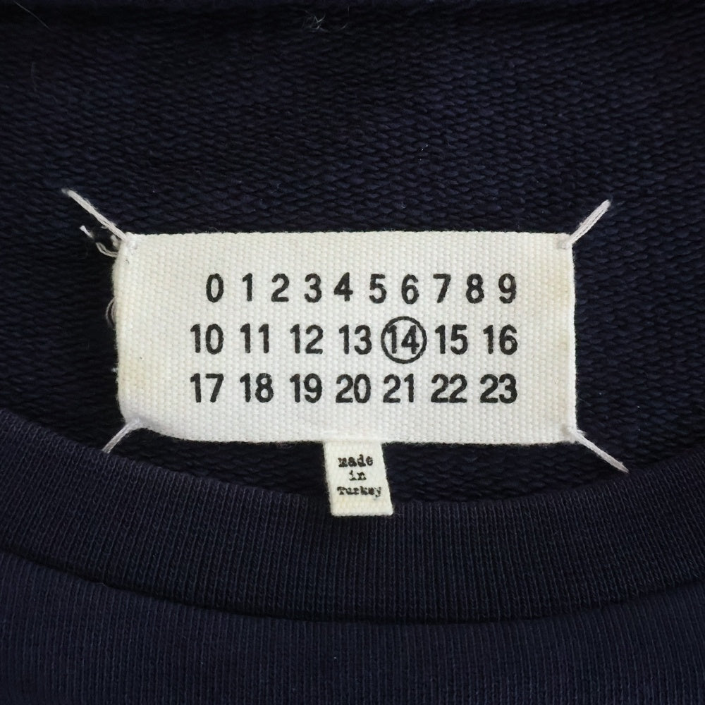 Maison Margiela(メゾンマルジェラ) 20AW Sweatshirt エルボーレザーパッチ クルーネックスウェットトレーナー ネイビー S50GU0142