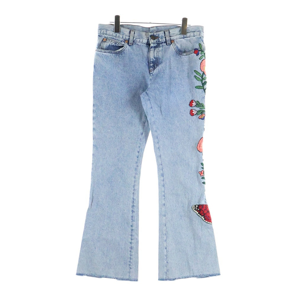 GUCCI(グッチ) Embroidery Flare Denim Pants 刺繍 フレアデニムパンツ レディースインディゴ 422634 XR277