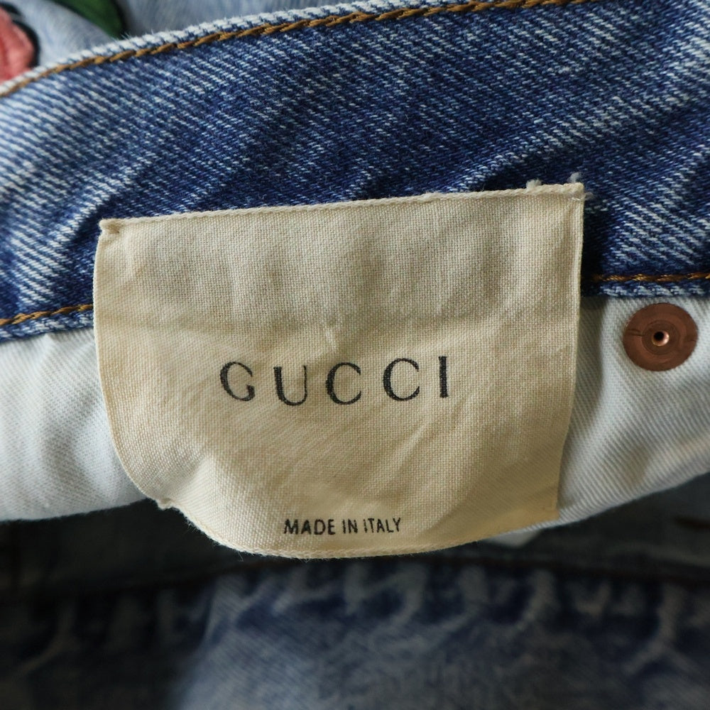 GUCCI(グッチ) Embroidery Flare Denim Pants 刺繍 フレアデニムパンツ レディースインディゴ 422634 XR277