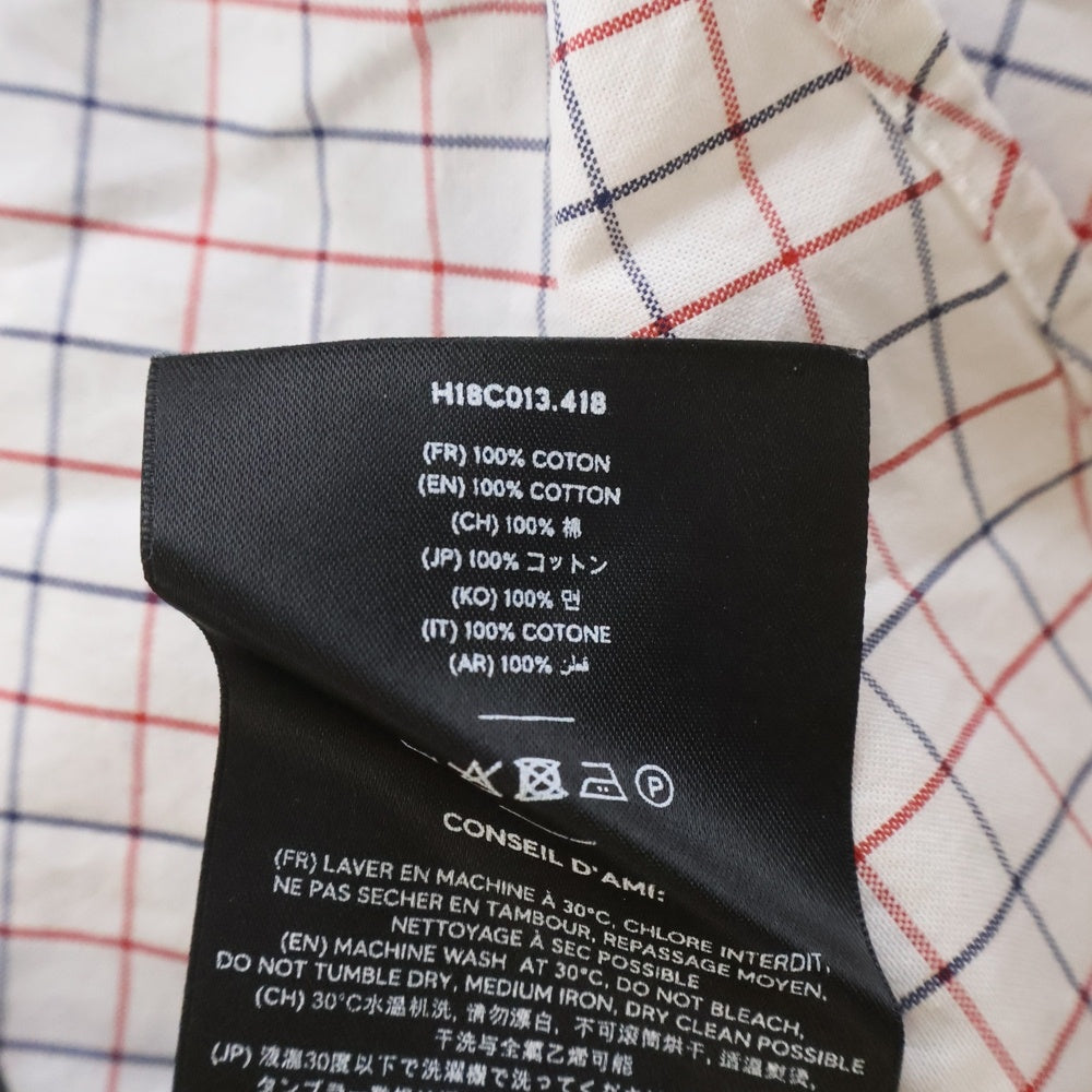 AMI Alexandre Mattiussi(アミアレクサンドルマテュッシ) Check Shirt ハートロゴ刺繍 長袖チェックシャツ ホワイト