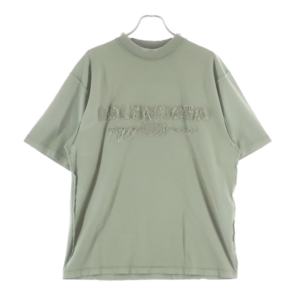 BALENCIAGA(バレンシアガ) 25SS Medium Fit T-Shirt ダメージ加工 インサイドアウト 半袖Tシャツ カーキ 822441 TSVA2