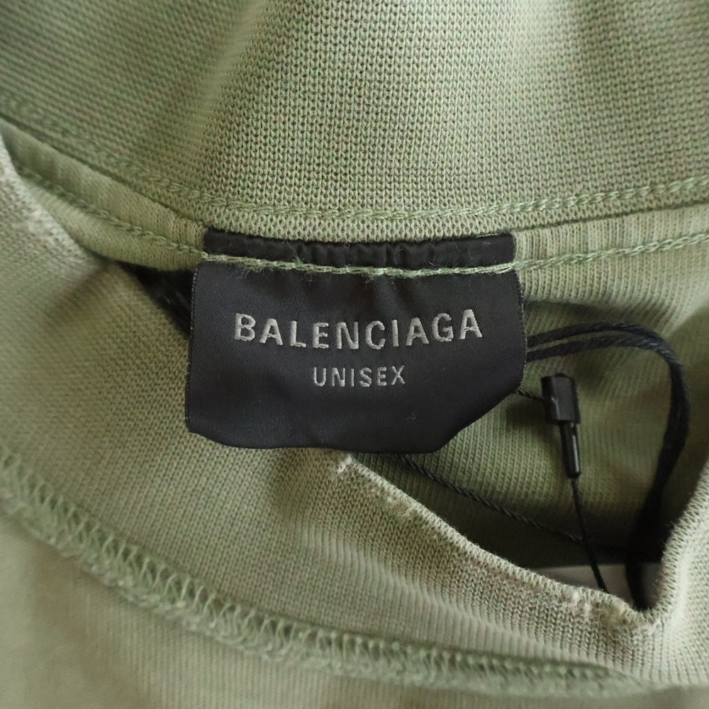 BALENCIAGA(バレンシアガ) 25SS Medium Fit T-Shirt ダメージ加工 インサイドアウト 半袖Tシャツ カーキ 822441 TSVA2