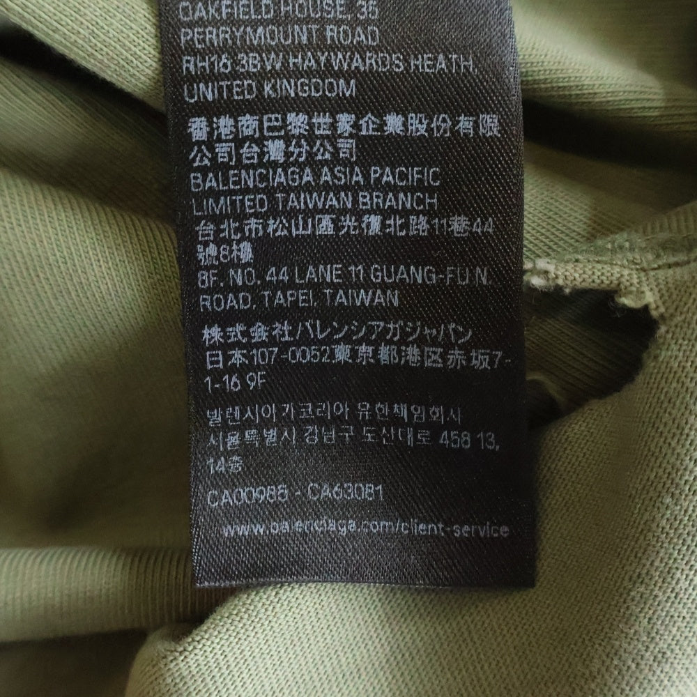 BALENCIAGA(バレンシアガ) 25SS Medium Fit T-Shirt ダメージ加工 インサイドアウト 半袖Tシャツ カーキ 822441 TSVA2