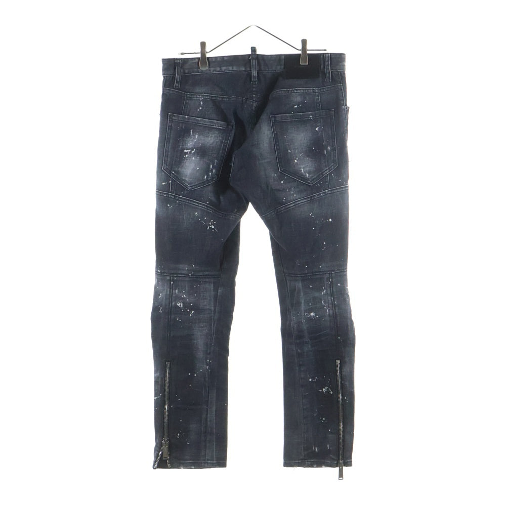DSQUARED2(ディースクエアード) 21AW Tidy Biker Jean ペイント加工 ダメージ加工 スキニーデニムパンツ グレー S71LB0971 S30357