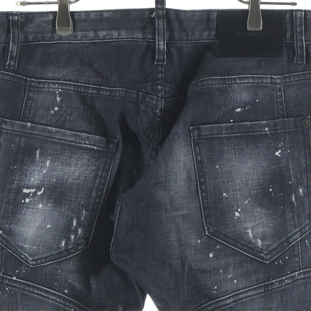 DSQUARED2(ディースクエアード) 21AW Tidy Biker Jean ペイント加工 ダメージ加工 スキニーデニムパンツ グレー S71LB0971 S30357