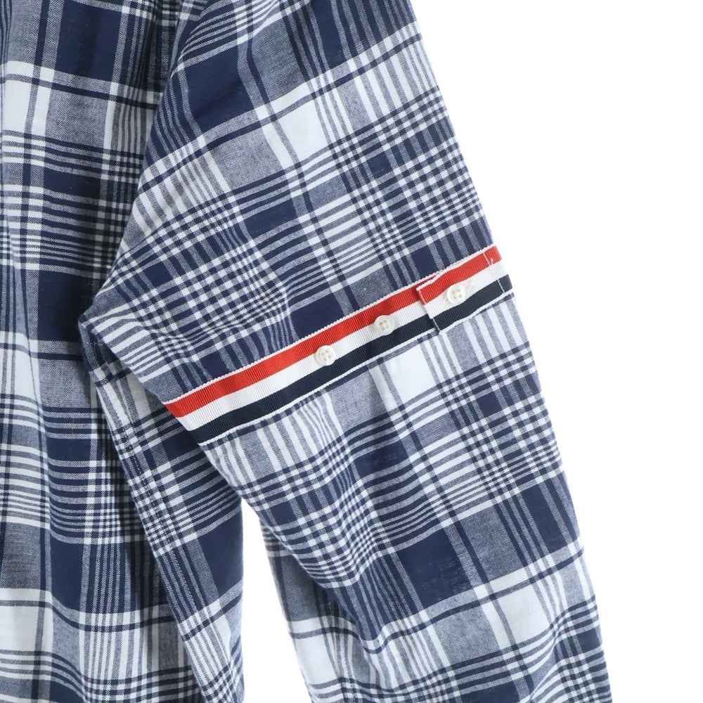 THOM BROWNE(トムブラウン) Button Down Shirt アームバンド ボタンダウン長袖チェックシャツ ネイビー MWL150E-06177100