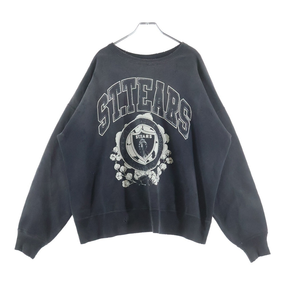 SAINT MICHAEL(セントマイケル) 24SS ×DENIM TEARS DT CREW SWEAT ST.TEARS デニムティアーズ ダメージ加工 クルーネックスウェットトレーナー グレー SM-YS8-0000-C02