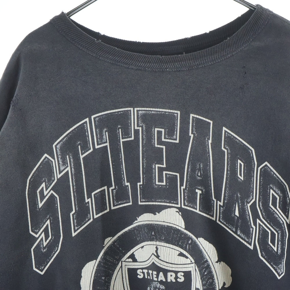 SAINT MICHAEL(セントマイケル) 24SS ×DENIM TEARS DT CREW SWEAT ST.TEARS デニムティアーズ ダメージ加工 クルーネックスウェットトレーナー グレー SM-YS8-0000-C02