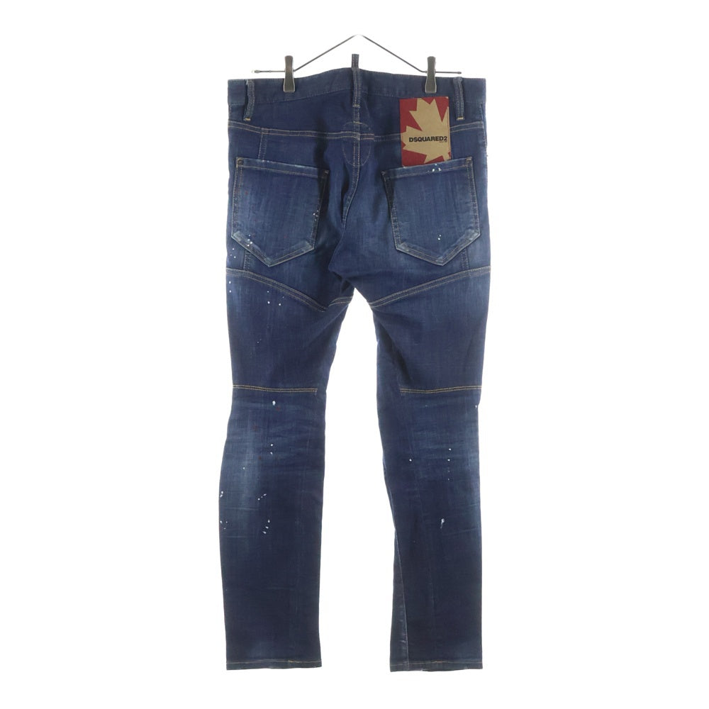 DSQUARED2(ディースクエアード) 20AW Tidy Biker Jean ペイント加工 ダメージ加工 スキニーデニムパンツ インディゴ S71LB0776 S30342