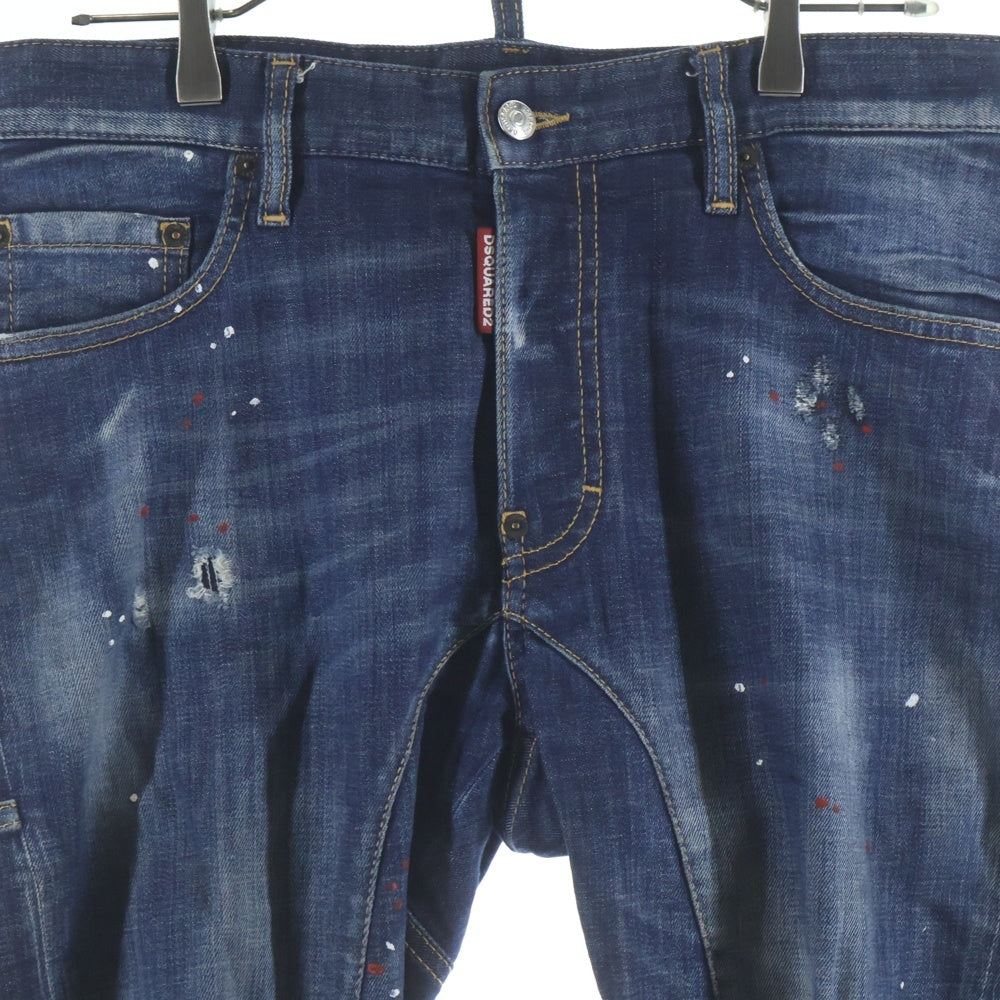 DSQUARED2(ディースクエアード) 20AW Tidy Biker Jean ペイント加工 ダメージ加工 スキニーデニムパンツ インディゴ S71LB0776 S30342
