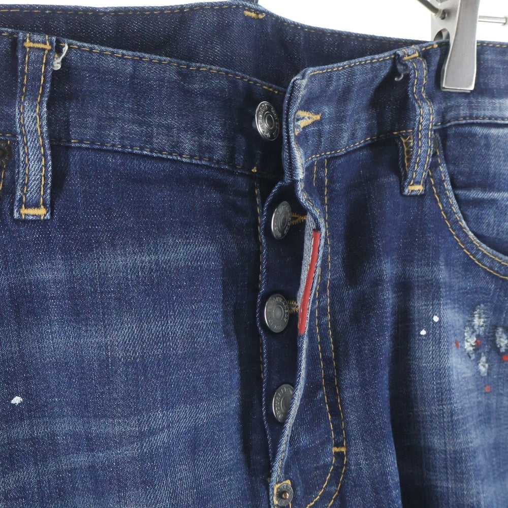 DSQUARED2(ディースクエアード) 20AW Tidy Biker Jean ペイント加工 ダメージ加工 スキニーデニムパンツ インディゴ S71LB0776 S30342