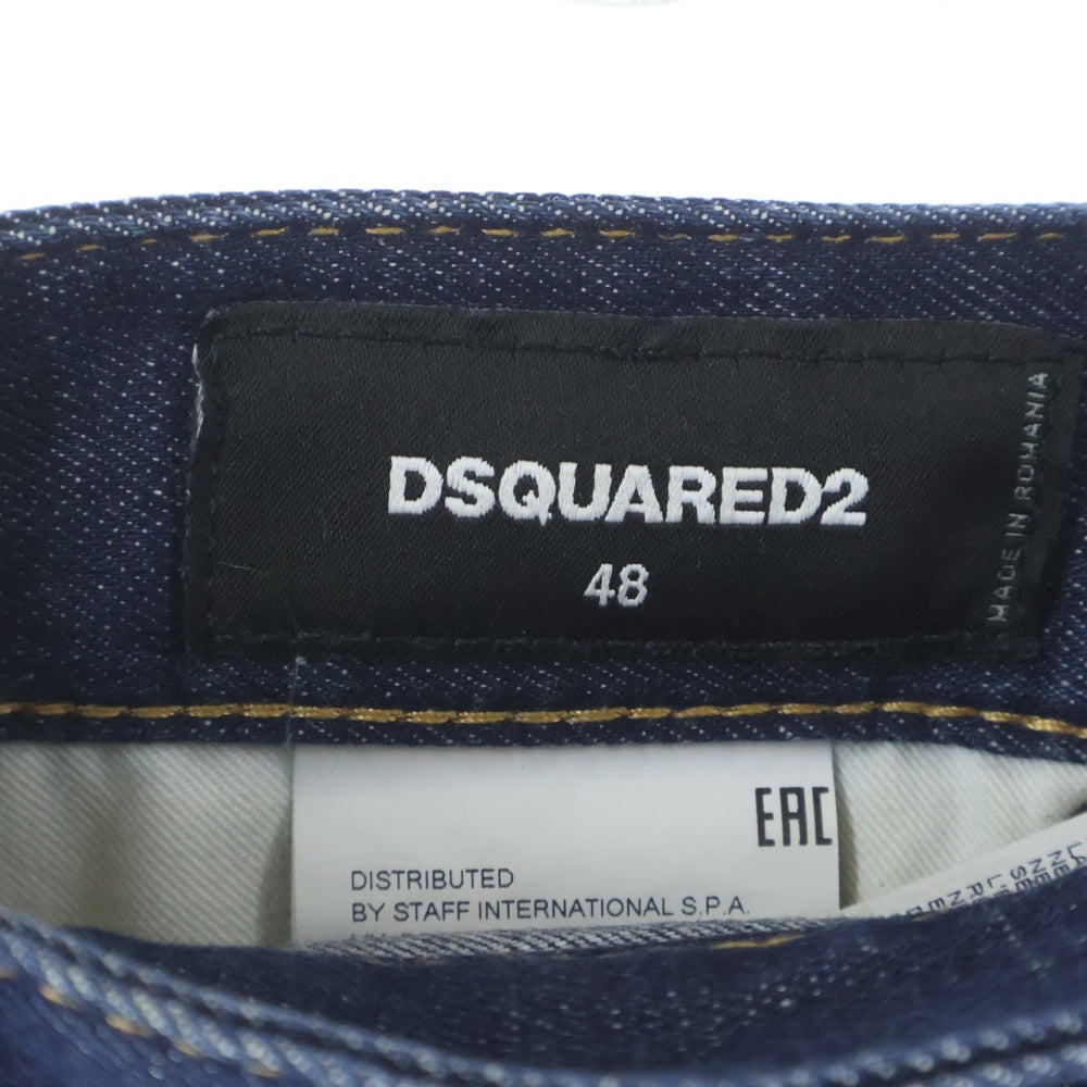 DSQUARED2(ディースクエアード) 20AW Tidy Biker Jean ペイント加工 ダメージ加工 スキニーデニムパンツ インディゴ S71LB0776 S30342
