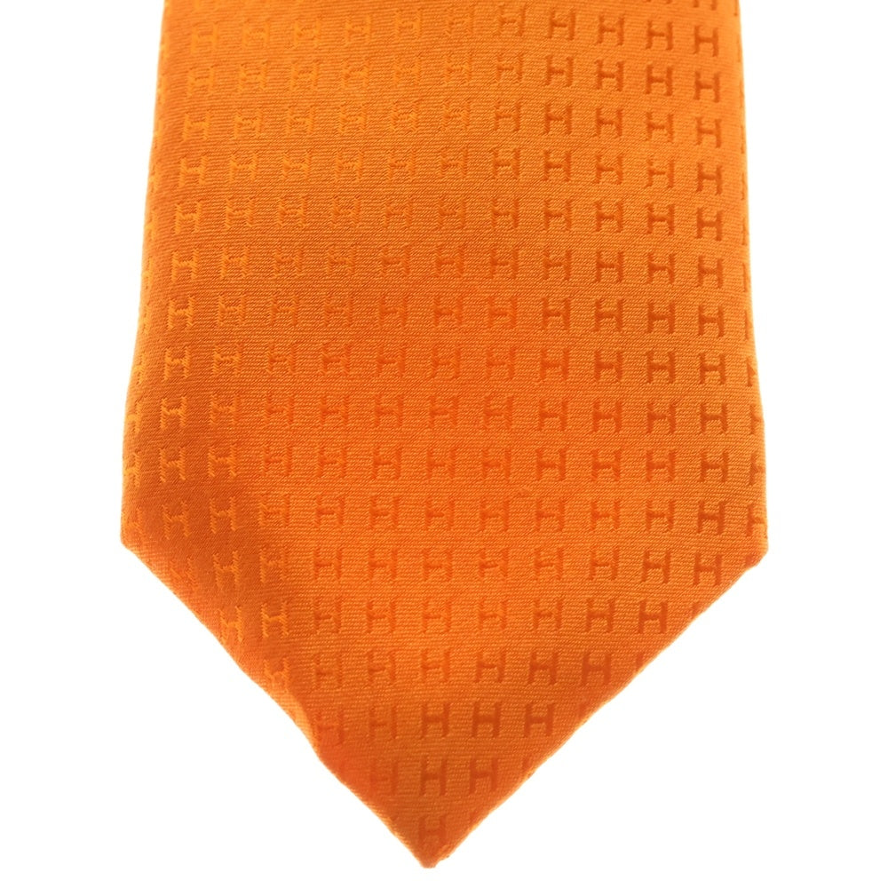 HERMES(エルメス) ファソネ H柄 シルクネクタイ オレンジ