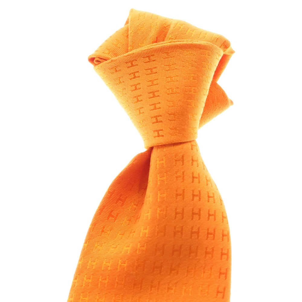 HERMES(エルメス) ファソネ H柄 シルクネクタイ オレンジ