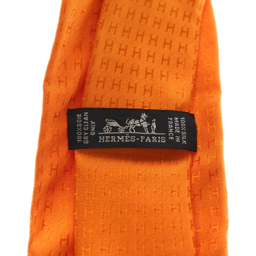 HERMES(エルメス) ファソネ H柄 シルクネクタイ オレンジ