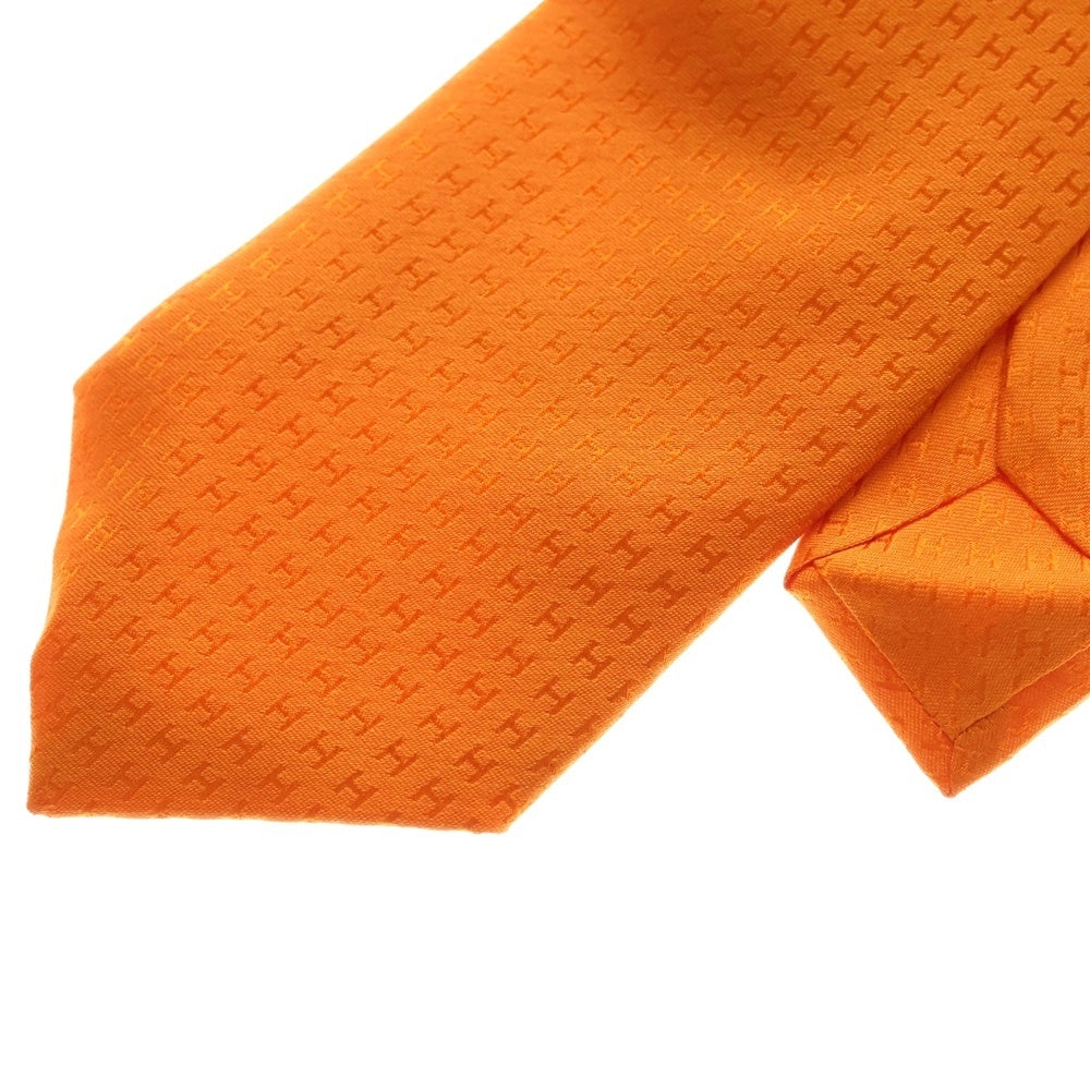 HERMES(エルメス) ファソネ H柄 シルクネクタイ オレンジ