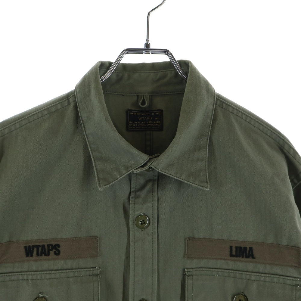 WTAPS(ダブルタップス) ロゴ刺繍 ミリタリーシャツ ジャケット カーキ