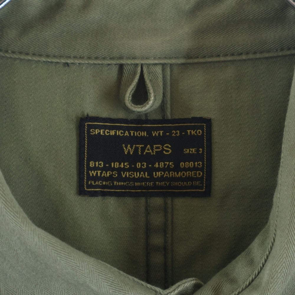 WTAPS(ダブルタップス) ロゴ刺繍 ミリタリーシャツ ジャケット カーキ