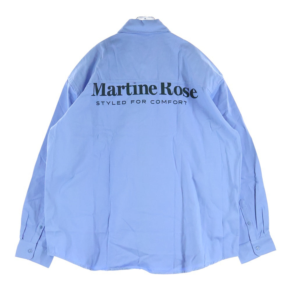 MARTINE ROSE(マーティンローズ) Logo L/S Shirt バックロゴ 長袖シャツ ブルー