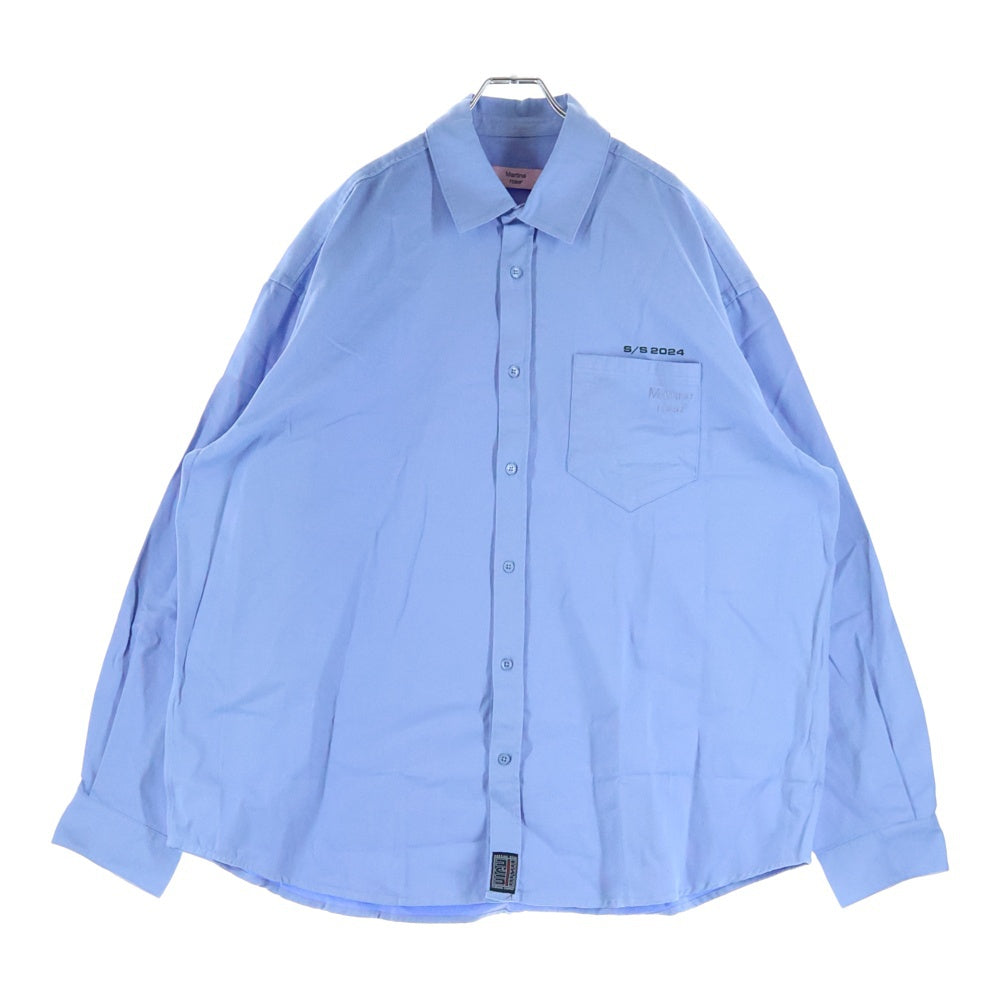 MARTINE ROSE(マーティンローズ) Logo L/S Shirt バックロゴ 長袖シャツ ブルー