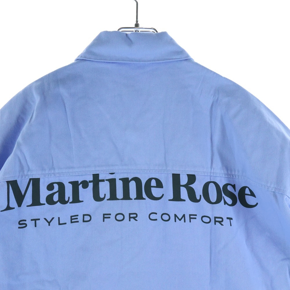 MARTINE ROSE(マーティンローズ) Logo L/S Shirt バックロゴ 長袖シャツ ブルー