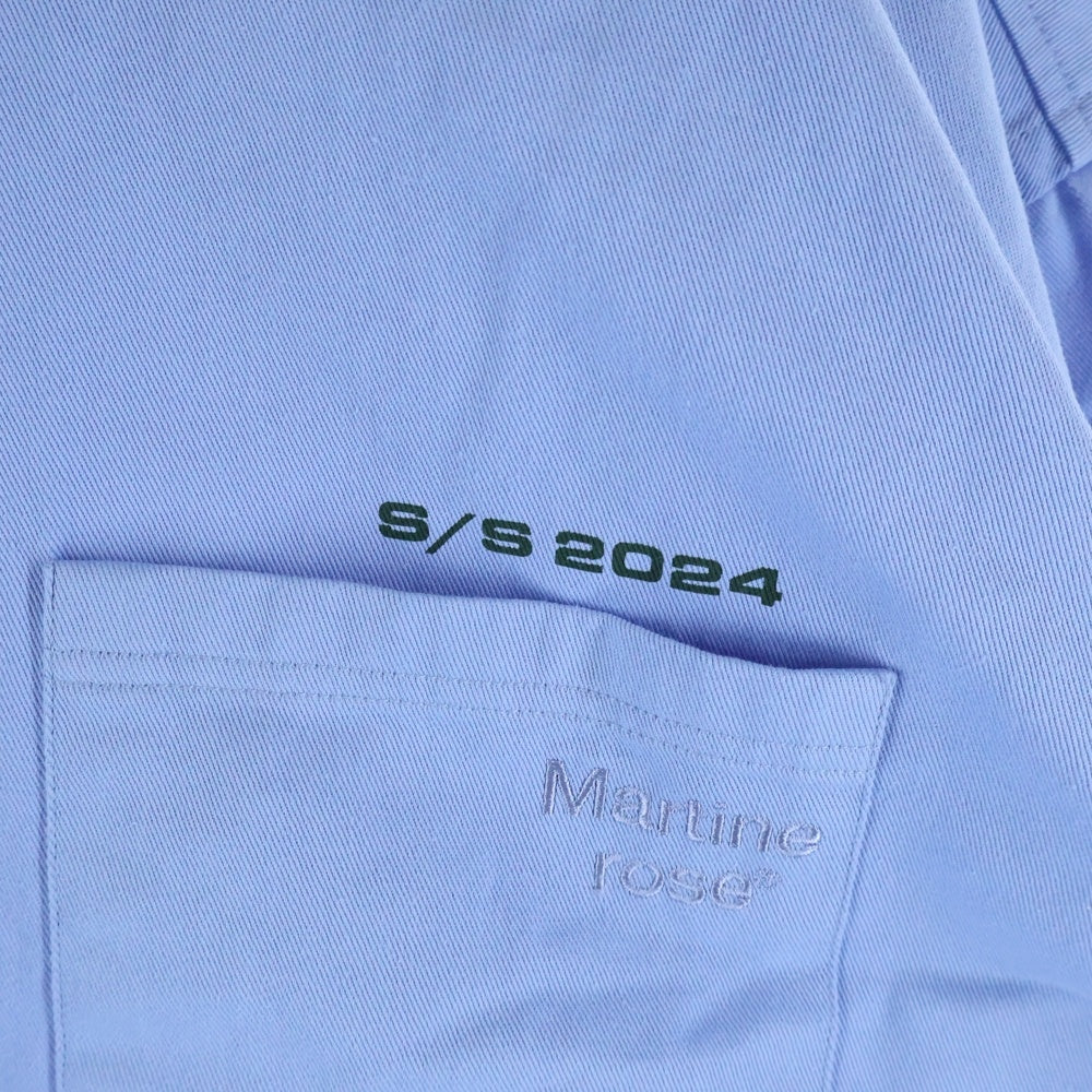 MARTINE ROSE(マーティンローズ) Logo L/S Shirt バックロゴ 長袖シャツ ブルー