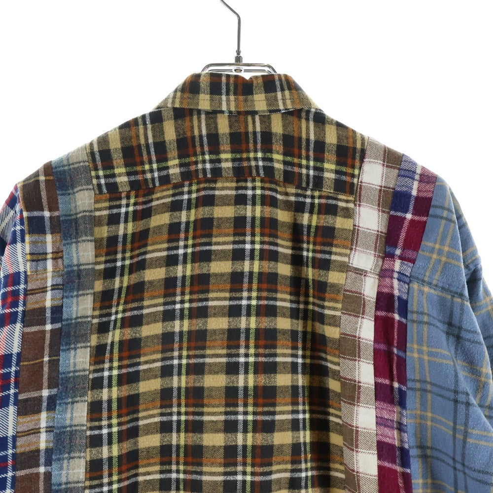 Rebuild by needles(リビルドバイニードルス) 7 Cuts Flannel Shirt」 ドッキング チェック柄長袖シャツ DI260 マルチ