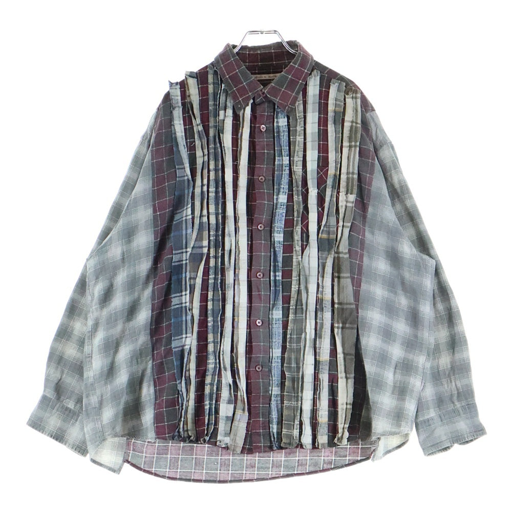 Rebuild by needles(リビルドバイニードルス) Flannnel Ribbon Wide Shirt LQ314 再構築 パッチワーク フランネル リメイク チェック 長袖シャツ マルチ