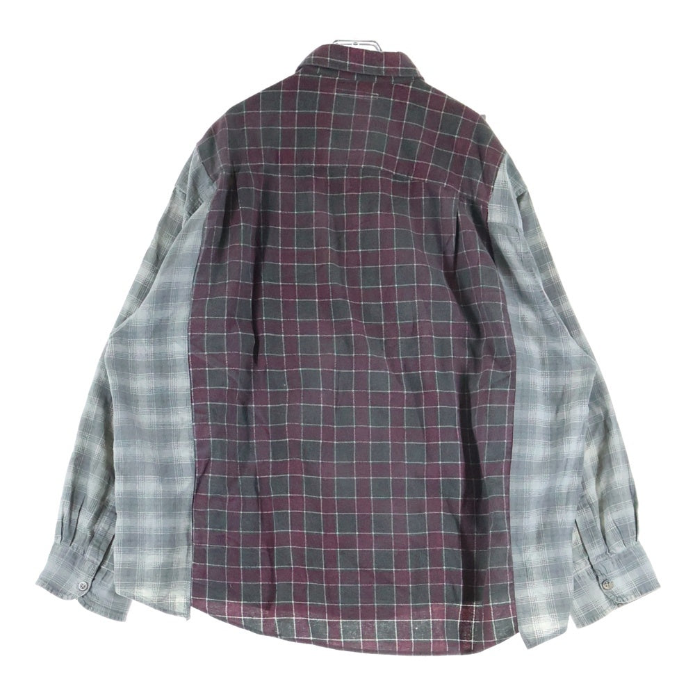 Rebuild by needles(リビルドバイニードルス) Flannnel Ribbon Wide Shirt LQ314 再構築 パッチワーク フランネル リメイク チェック 長袖シャツ マルチ