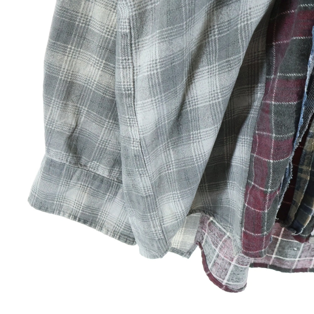 Rebuild by needles(リビルドバイニードルス) Flannnel Ribbon Wide Shirt LQ314 再構築 パッチワーク フランネル リメイク チェック 長袖シャツ マルチ