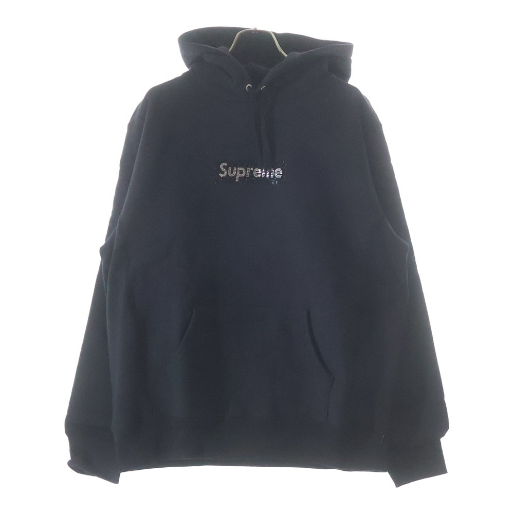 SUPREME(シュプリーム) 19SS Swarovski Box Logo Hooded Sweeatshirt スワロフスキー ボックスロゴ プルオーバースウェットパーカー フーディー ブラック