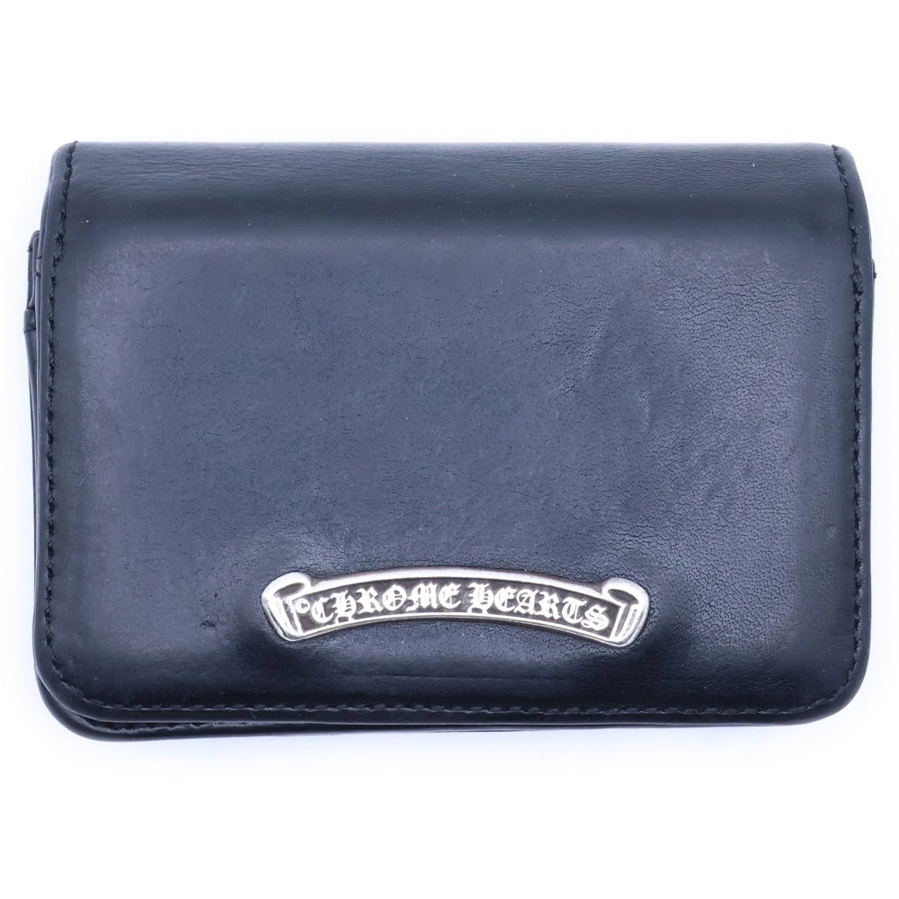 CHROME HEARTS(クロムハーツ) CARD CASE スクロールラベル レザーカードケース ブラック