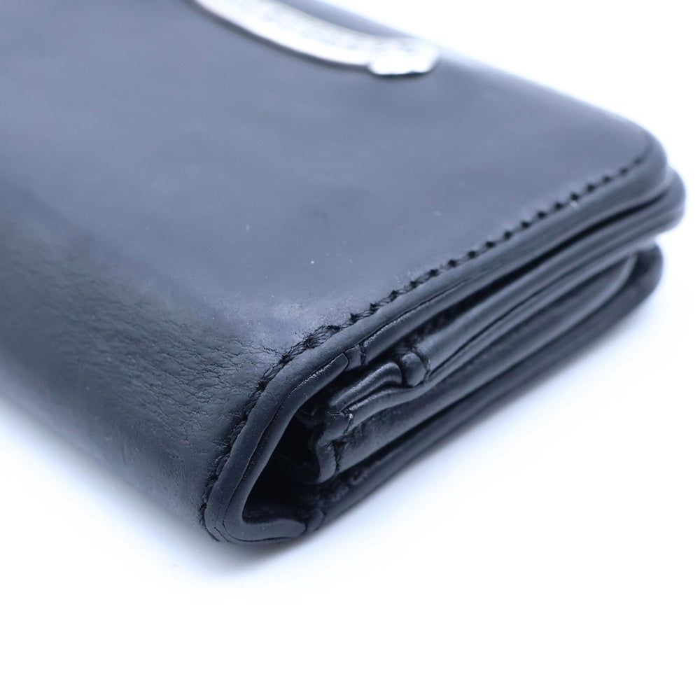 CHROME HEARTS(クロムハーツ) CARD CASE スクロールラベル レザーカードケース ブラック