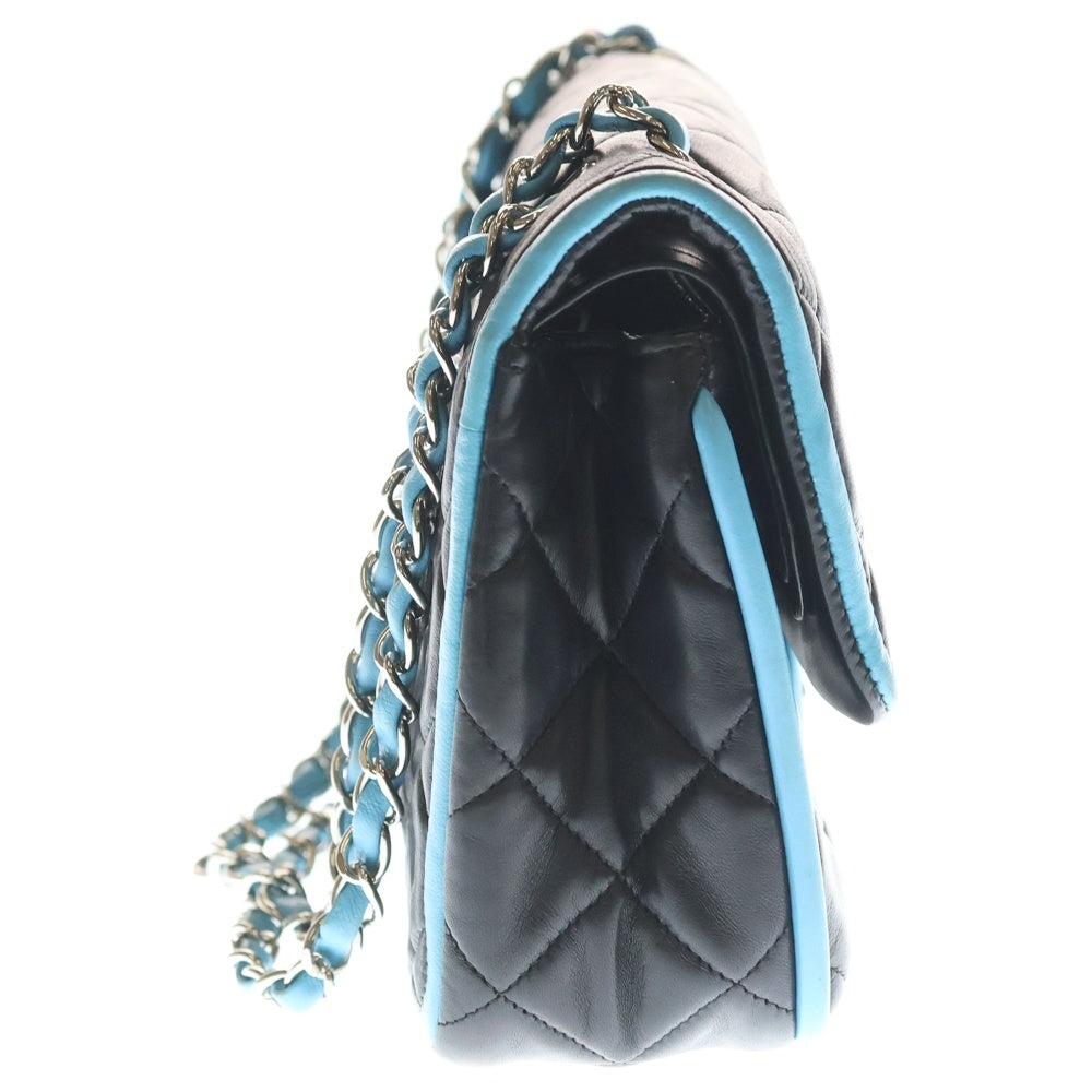 CHANEL(シャネル) Matelasse25 W Flap Chain Shoulder Bag マトラッセ ココマーク ダブルフラップ バイカラー ラムレザーチェーンショルダーバッグ ブラック レディース