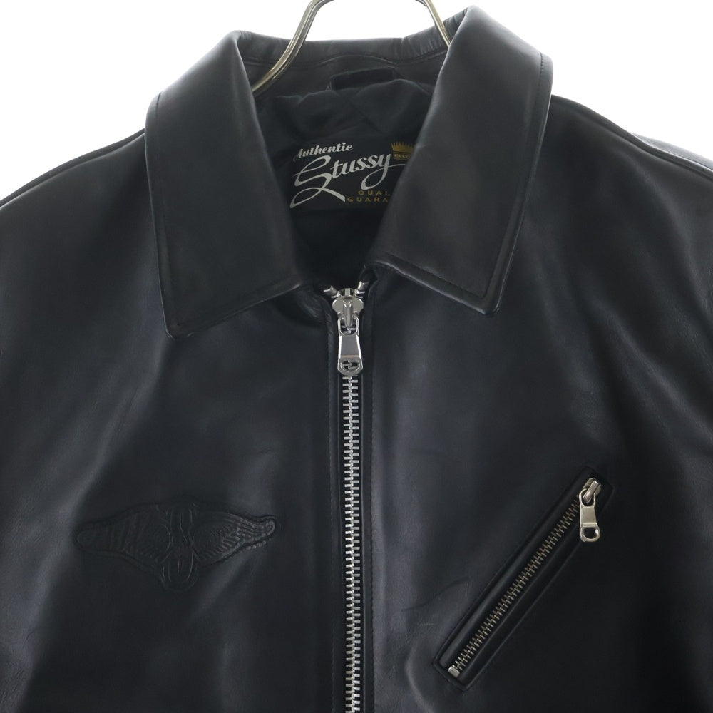 STUSSY(ステューシー) 25AW BIKER LEATHER JACKET 115881 バイカーレザージャケット ブラック