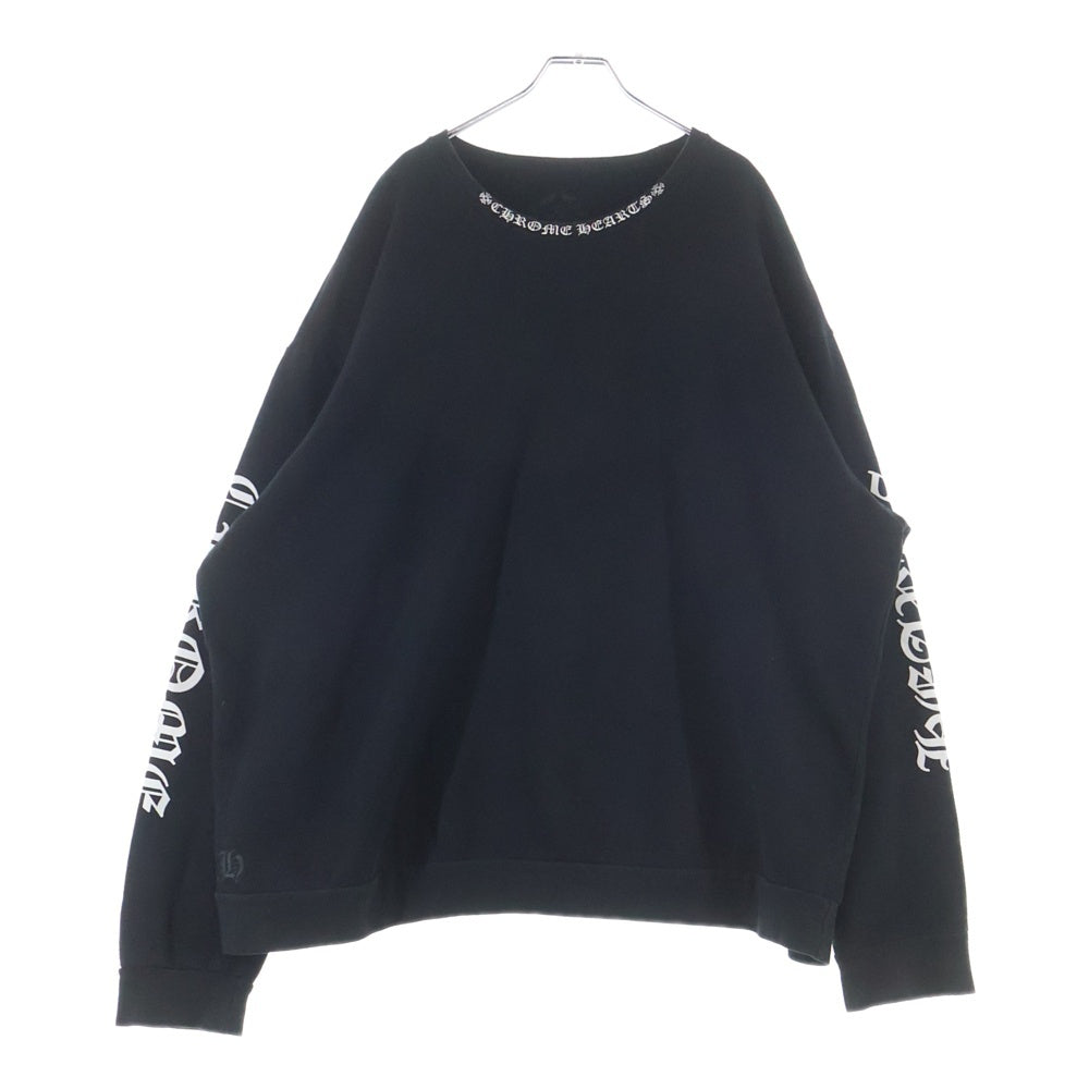 CHROME HEARTS(クロムハーツ) SWTSHRT PLVR ネックロゴ クルーネックスウェットトレーナー ブラック