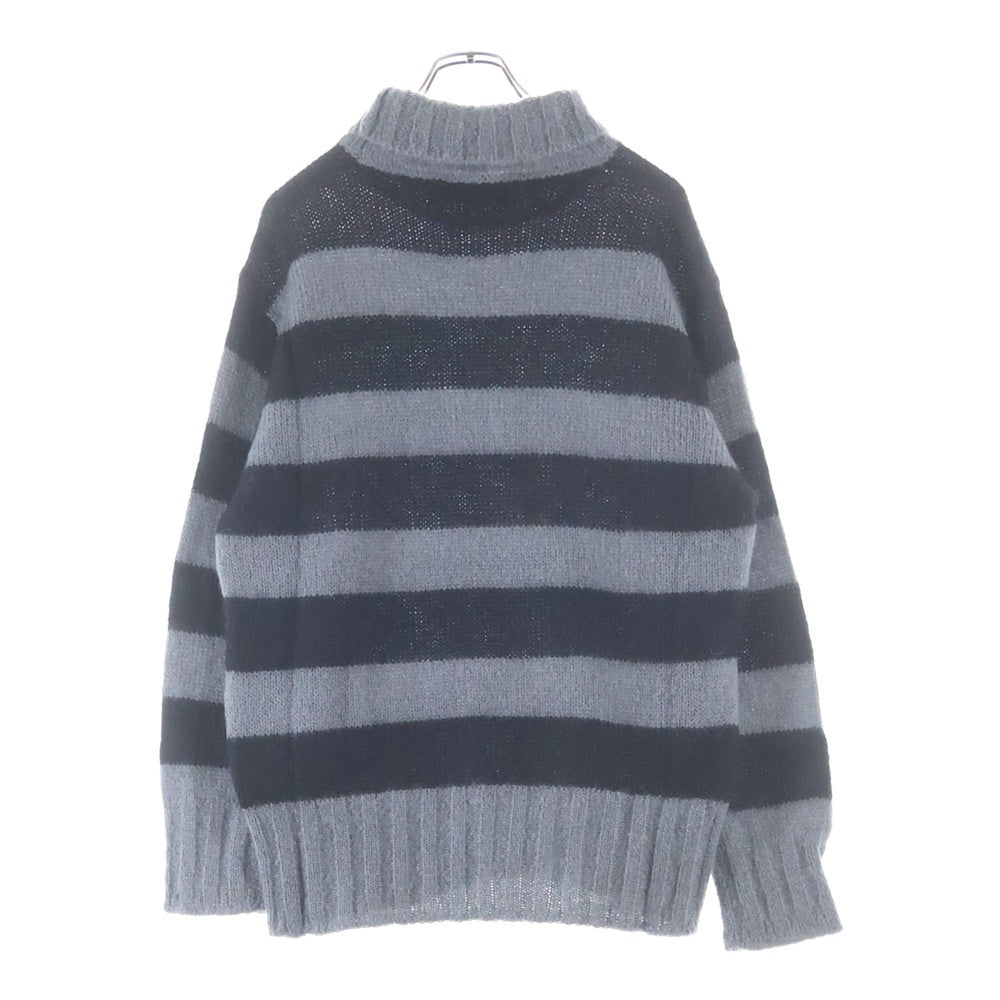 FENDI(フェンディ) 21AW Striped Turtleneck Mohair Knit Sweater タートルネック ボーダーニットセーター グレー FZY491 AH34