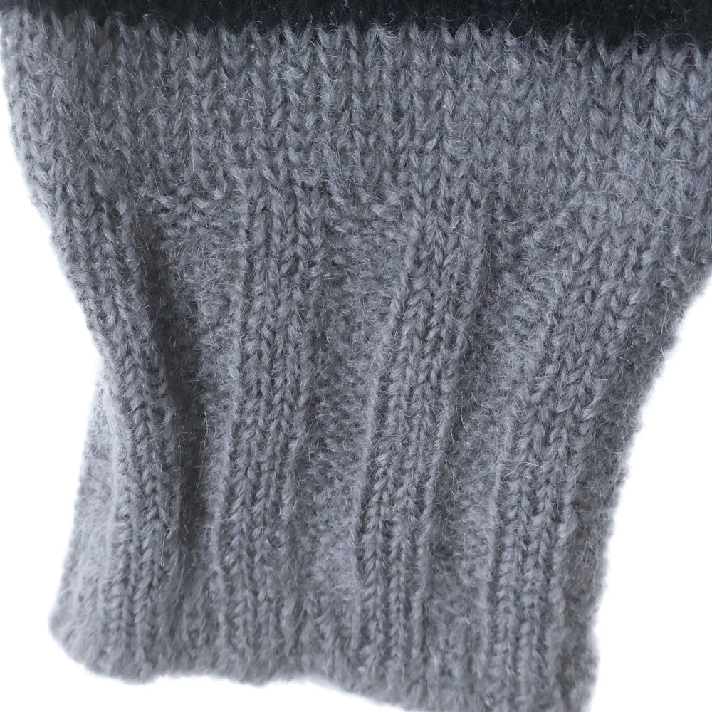 FENDI(フェンディ) 21AW Striped Turtleneck Mohair Knit Sweater タートルネック ボーダーニットセーター グレー FZY491 AH34