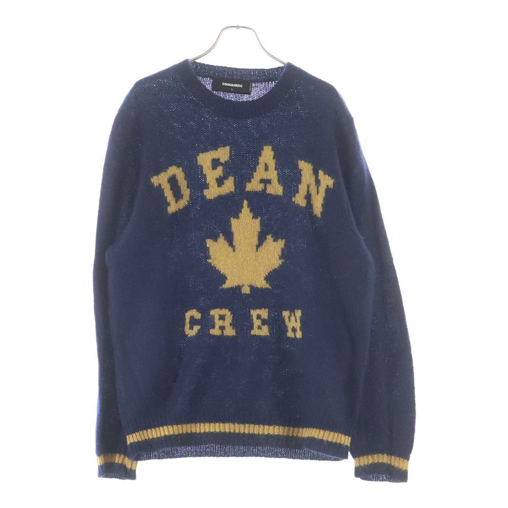 DSQUARED2(ディースクエアード) 20AW Mohair Wool Sweater モヘア クルーネックニットセーター ネイビー S74HA1089