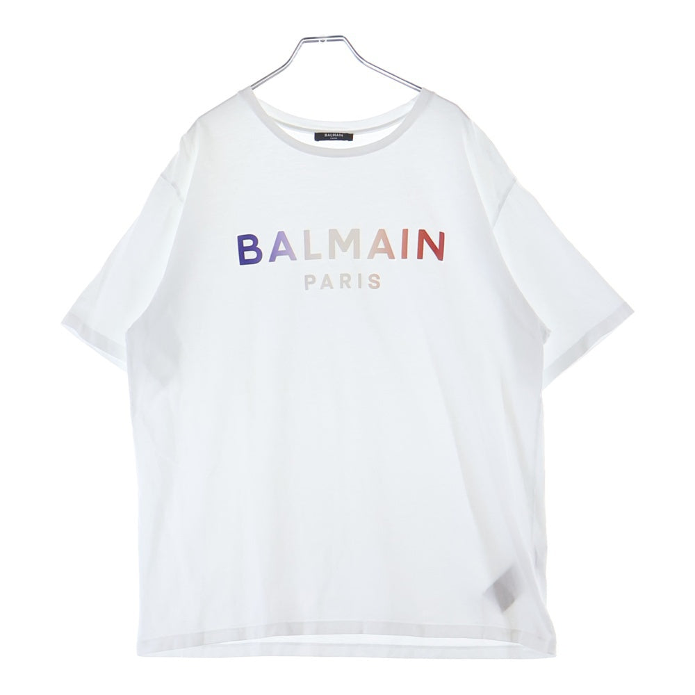BALMAIN(バルマン) グラデーションラバーロゴ 半袖Tシャツ ホワイト