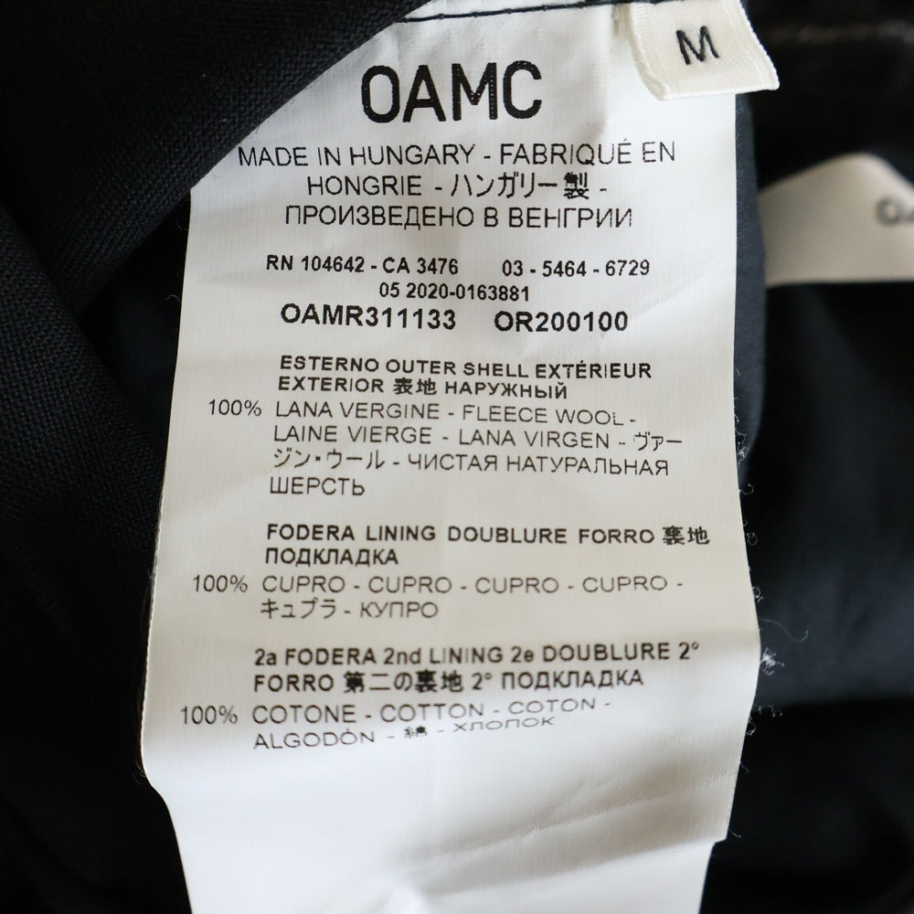 OAMC(オーエーエムシー) 20AW REGS PANTS OAMR311133 バージンウール ベルテッド スラックス パンツ ブラック