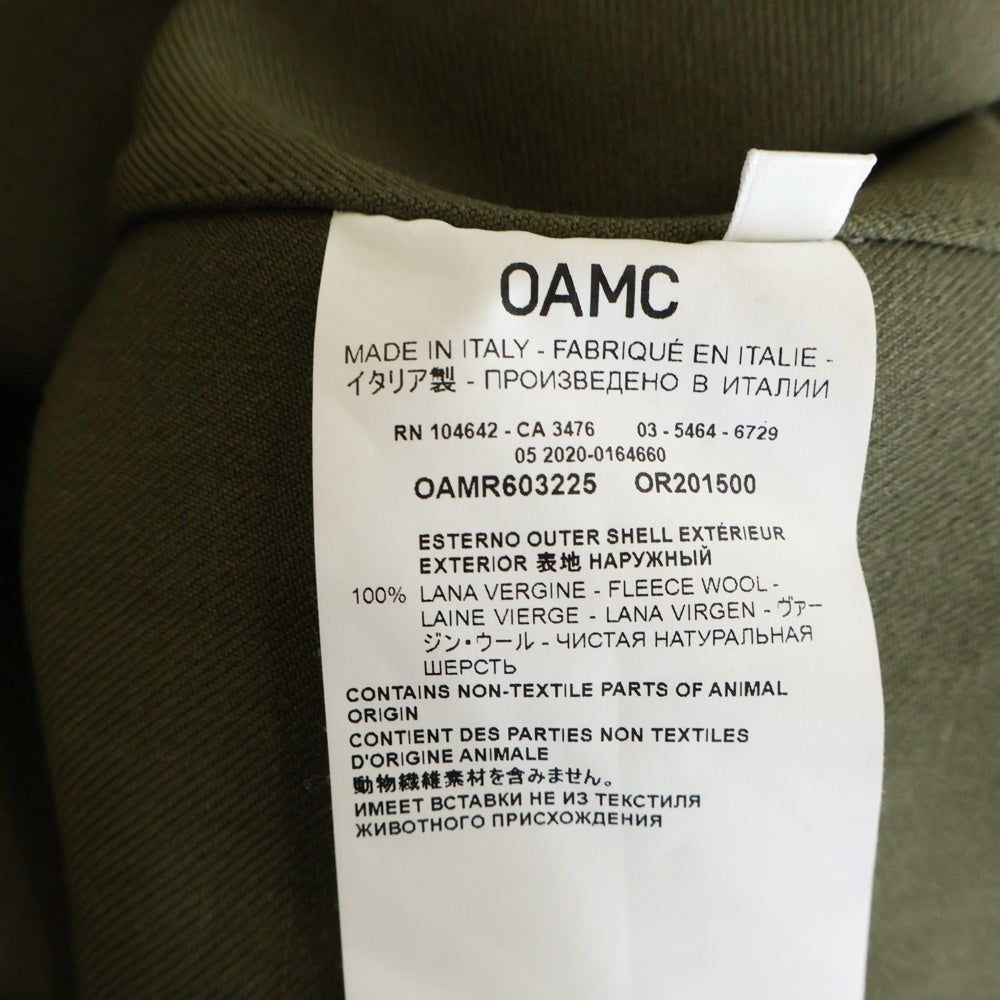 OAMC(オーエーエムシー) バージンウール ノーカラー長袖シャツ OAMR603225 オリーブ