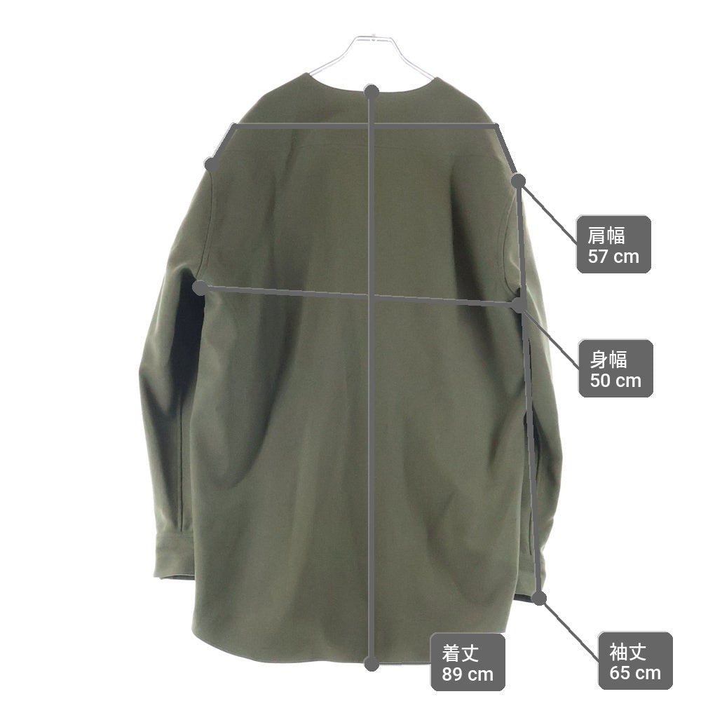 【定価9.7万】OAMC ジップシャツ コットン オーバーサイズ M オリーブ OAMC(オーエーエムシー) バージンウール ノーカラー長袖シャツ